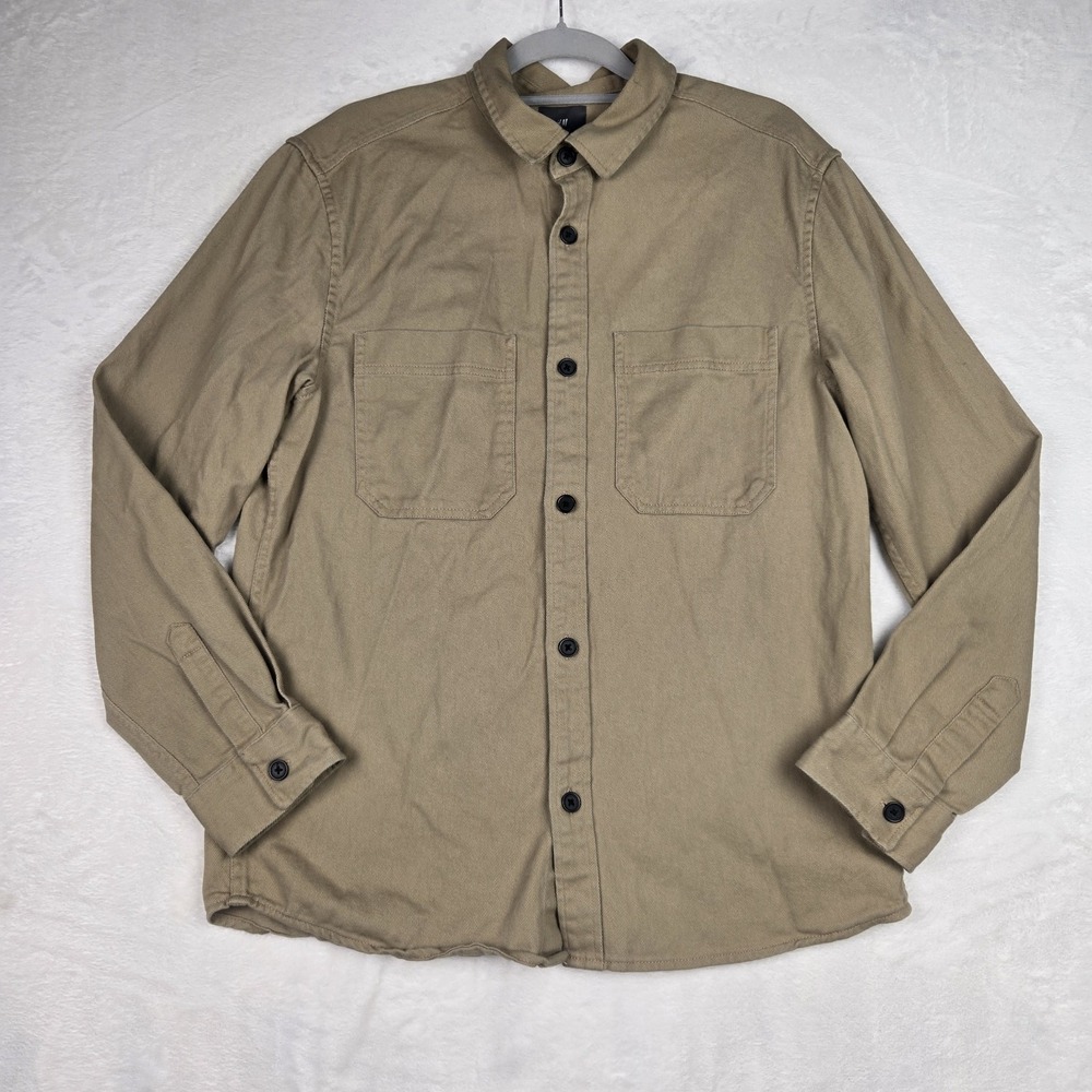 H&M‎ Mens Tan Utility Jacket Size Medium Buttons Pockets